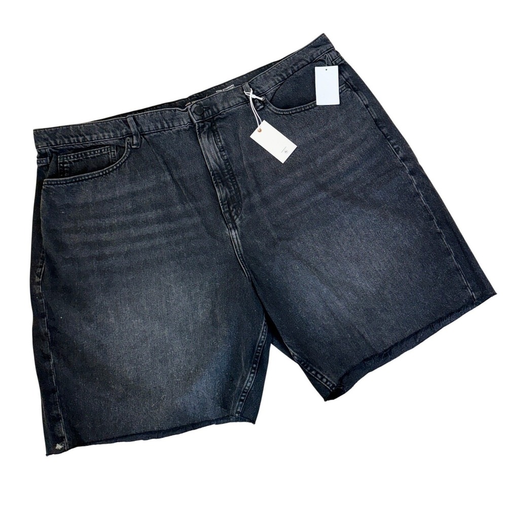Good American Bermuda Shorts 24 Plus Black Wash Mid Rise Denim NWT Capsule Item